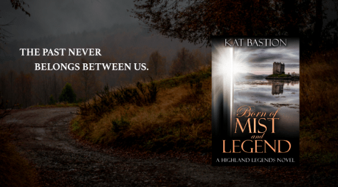 The Past Never Belongs Between Us quote over autumn colored landscape and curving road