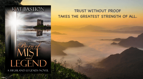 Trust Without Proof Takes the Greatest Strength of All quote on sunset over clouds and mountains